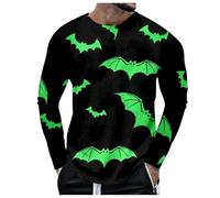 T Shirt Homme Col V Costume Halloween Adulte, T-Shirt Halloween Manches Longues Doux Imprimé Rétro Avec Citrouille Crâne Couleurs Noir Et Blanc Confortable Alliant Ambiance Vintage Fête De Fin D'année
