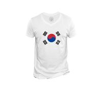 T-Shirt Homme Col V Drapeau Coree Du Sud Football Sport Equipe National