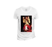 T-Shirt Homme Col V Jimi Hendrix Brule Guitare Psychedelique Vintage Rock 70's