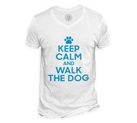T-Shirt Homme Col V Keep Calm And Walk The Dog Parodie Chien Animaux