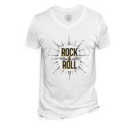 T-Shirt Homme Col V Rock and Roll Musique Musicien Guitare Basse