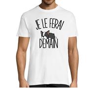 T-shirt Homme - Collect - Boston Terrier - Col Rond - Manches Courtes - Coton Blanc S