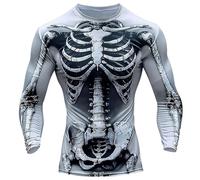 T-Shirt Homme Costume Halloween Horreur T-Shirt à Manches Longues Imprimé en 3D Squelette Photo-RéAliste Vintage Slim Fiit Gym Sport Sweat Faucheuse Halloween Costume (B-Beige, XXXXL)
