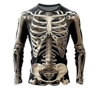 T-Shirt Homme Costume Halloween Horreur T-Shirt à Manches Longues Imprimé en 3D Squelette Photo-RéAliste Vintage Slim Fiit Gym Sport Sweat Faucheuse Halloween Costume (D-White, M)