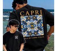T-shirt homme, coupe décontractée et moderne, rose et vert, motif paysage algérien, style vacances simple, 100 % coton, doux et confortable, idéal au quotidien, pour les sorties ou les trajets. T-shir