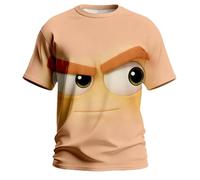 T-Shirt Homme Décontracté à Impression 3D Monstre Bleu Grimaçant - Haut Manches Courtes Col Rond Style Printemps-Été, Thème Émoticône et Graphique pour Look Urbain