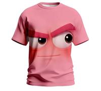 T-Shirt Homme Décontracté à Impression 3D Monstre Bleu Grimaçant - Haut Manches Courtes Col Rond Style Printemps-Été, Thème Émoticône et Graphique pour Look Urbain