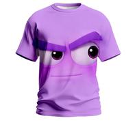 T-Shirt Homme Décontracté à Impression 3D Monstre Bleu Grimaçant - Haut Manches Courtes Col Rond Style Printemps-Été, Thème Émoticône et Graphique pour Look Urbain