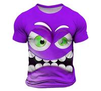 T-Shirt Homme Décontracté à Imprimé Monstre Furieux - Haut Manches Courtes Col Rond Style Graphique et Expressif, Thème Émoticône Énergique pour Tenue Streetwear et Audacieuse