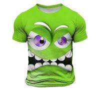 T-Shirt Homme Décontracté à Imprimé Monstre Furieux - Haut Manches Courtes Col Rond Style Graphique et Expressif, Thème Émoticône Énergique pour Tenue Streetwear et Audacieuse