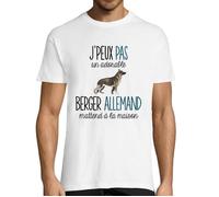 T-shirt Homme - Désolé je peux pas - Berger Allemand - Col arrondi - Blanc - Manches courtes S
