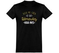T Shirt Homme Dieu me créa | Imprimé en France, Cadeau fête des pères Homme Humour Papa Anniversaire Original Rigolo Humoristique (L,Black)