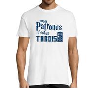 T-Shirt Homme - Docteur Who - Mon Patronus C'est Un Tardis - Col Rond - Blanc - Manches Courtes S