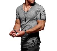 T shirt homme en coton avec col rond à manches courtes sous-pull l’explosion d’amazon tee shirt hommes,Gris XS