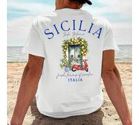 T-shirt homme en coton, col rond, manches courtes, imprimé citron de Sicile, style décontracté, idéal pour les vacances à la plage. Confortable, doux et respirant, c'est le t-shirt indispensable de l'