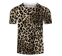 T-Shirt Homme Ete Mode Imprimé LéOpard Tee Shirt Col Rond à Manches Courtes Coupe Classique T-Shirt De Sport SurvêTement Hauts Confortable Respirant ExtéRieur DéContractéE