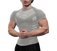T Shirt Homme Ete - T-Shirt d'entraînement pour Homme Coupe Slim imprimé Lettres Confortable Respirant Fitness Course à Pied idéal été Sport