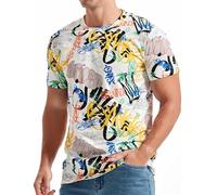 T Shirt Homme Ete - T-Shirt Homme à Manches Courtes avec Impression Artistique Hip Hop Style Urbain Décontracté Confortable pour Tous Les Jours
