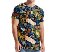 T Shirt Homme Ete - T-Shirt Homme à Manches Courtes avec Impression Artistique Hip Hop Style Urbain Décontracté Confortable pour Tous Les Jours