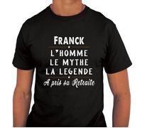 T-shirt Homme - Franck - Prénom/Nom - Noir - Manches courtes - Col arrondi XXL