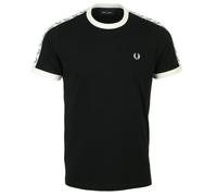 T-shirt homme - FRED PERRY - Taped Ringer M6347 - Noir - Jersey de coton - Manches courtes XL