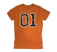 T-shirt homme général Lee 01 - Bo et Luke - Ligne Vintage - Coton biologique 140 g/m², Orange vintage, XL