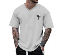 T-Shirt Homme Grande Taille Été Manches Courtes À Col V Oversize Coton Coupe Ample Bigsize Tee Shirt Imprimé Cocotier Basique Décontractée Top XS-5XL