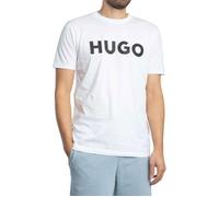 T-Shirt Homme - HUGO - uni - Blanc/noir - 100% coton S