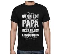 T Shirt Homme Humour Papa Anniversaire Tee Shirt Fête des Pères Papa et Filles X-Large Noir