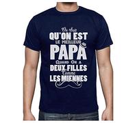 T Shirt Homme Humour Papa Anniversaire Tee Shirt Fête des Pères Papa et Filles XX-Large Marine