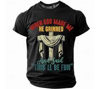 T Shirt Homme Imprimé Croix Jésus Graphique Décontracté Confortable Quotidien Fête Haut(Black, 2XL)