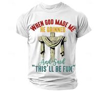 T Shirt Homme Imprimé Croix Jésus Graphique Décontracté Confortable Quotidien Fête Haut(White, L)