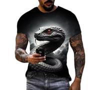 T-Shirt Homme imprimé en 3D avec Serpent venimeux T-Shirts à Manches Courtes à Motifs d'animaux Cool Tops Harajuku Streetwear T-Shirts à col en O