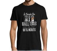 T-Shirt Homme - Jack Russel Terrier - Je Travaille Dur - Noir - Manches Courtes - Col Arrondi S
