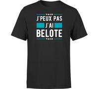 T Shirt Homme j'peux Pas J'Ai belote | Imprimé en France, Cadeau fête des pères Homme Humour Papa Anniversaire Original Rigolo Humoristique (3XL,Black)