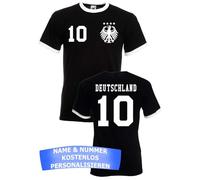 T-Shirt Homme Maillot de Football Allemagne avec Nom et Numéro Personnalisés - Noir XXL