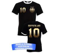 T-Shirt Homme Maillot de Football Allemagne avec Nom et Numéro Personnalisés - Or-Noir L