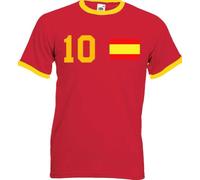T-Shirt Homme Maillot de Football Espagne avec Nom et Numéro Personnalisés - Rouge M