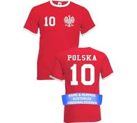T-Shirt Homme Maillot de Football Pologne Polska avec Nom et Numéro Personnalisés - Rouge L