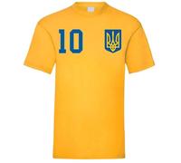 T-Shirt Homme Maillot de Football Ukraine avec Nom et Numéro Personnalisés -Jaune L
