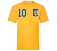 T-Shirt Homme Maillot de Football Ukraine avec Nom et Numéro Personnalisés -Jaune M