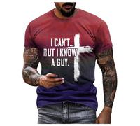 T Shirt Homme Manches Courtes Col Ras Imprimé Jésus Coton Souple Coupe Décontractée Tendance Quotidien Sport(Purple, XL)