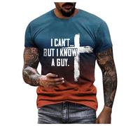 T Shirt Homme Manches Courtes Col Ras Imprimé Jésus Coton Souple Coupe Décontractée Tendance Quotidien Sport(Navy, XL)