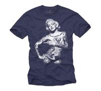 T-Shirt Homme Marilyn Tattoo - Bleu - Makaya - Manches Courtes - Col Classique M