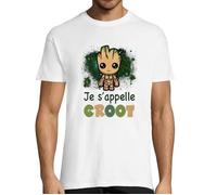 T-Shirt Homme - Marvel - Je s'appelle Groot - Blanc - Manches courtes - Col arrondi S
