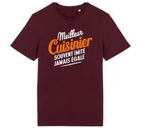 T Shirt Homme Meilleur cuisinier - LA FRENCH TOUCH - Coton 100% bio - Coupe ajustée - Bordeaux XXXL