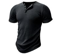 T Shirt Homme Men's Short Sleeve T-Shirt Fitness Elastic Thread Skinny Solid Color(Black,S)