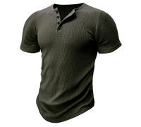 T Shirt Homme Men's Short Sleeve T-Shirt Fitness Elastic Thread Skinny Solid Color(Green,M)