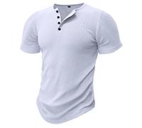 T Shirt Homme Men's Short Sleeve T-Shirt Fitness Elastic Thread Skinny Solid Color(White,2XL)