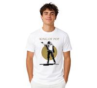 T-Shirt Homme Michael Jackson King of Pop, Tee Shirt Pop Vintage Années 80, Impression Haute Qualité, 100% Coton, Coupe Regular (FR/ES, Alpha/Lettres, M, Taille Normale, Taille Normale)